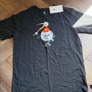 Nike Black T-Shirt with Baseball Cartoon